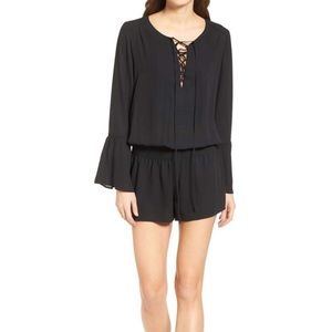 Drapey lace up romper with bell sleeves